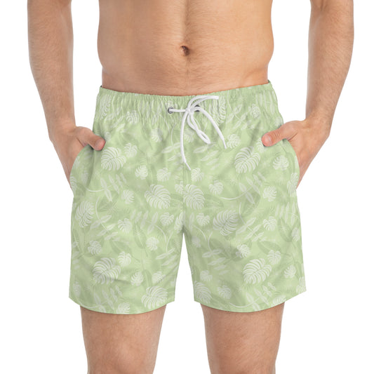 Men's Swim Trunks - Island Green Tropical Beach or Pool Fun