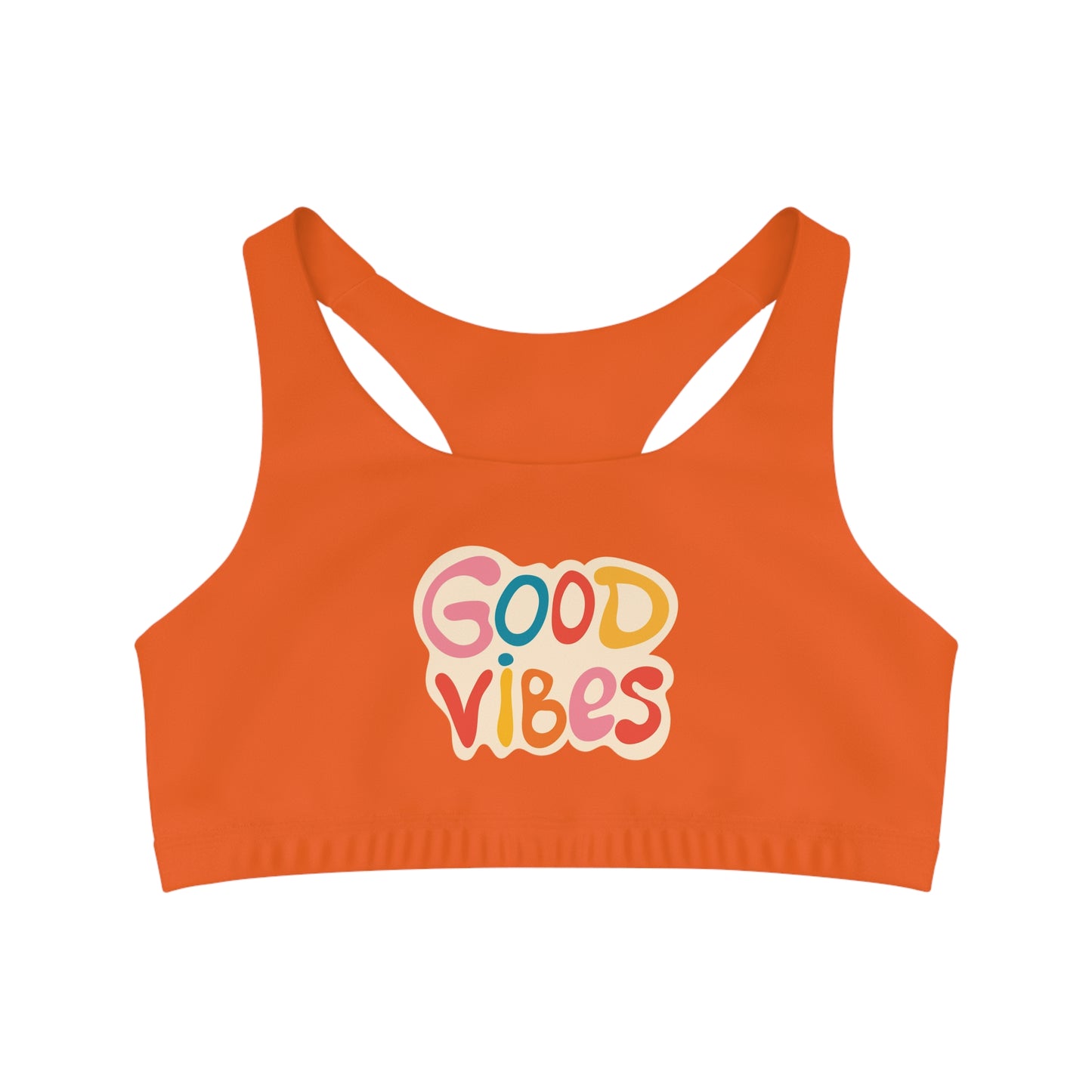 1970s Retro Athletic Sports Bra - Good Vibes Workout Gear