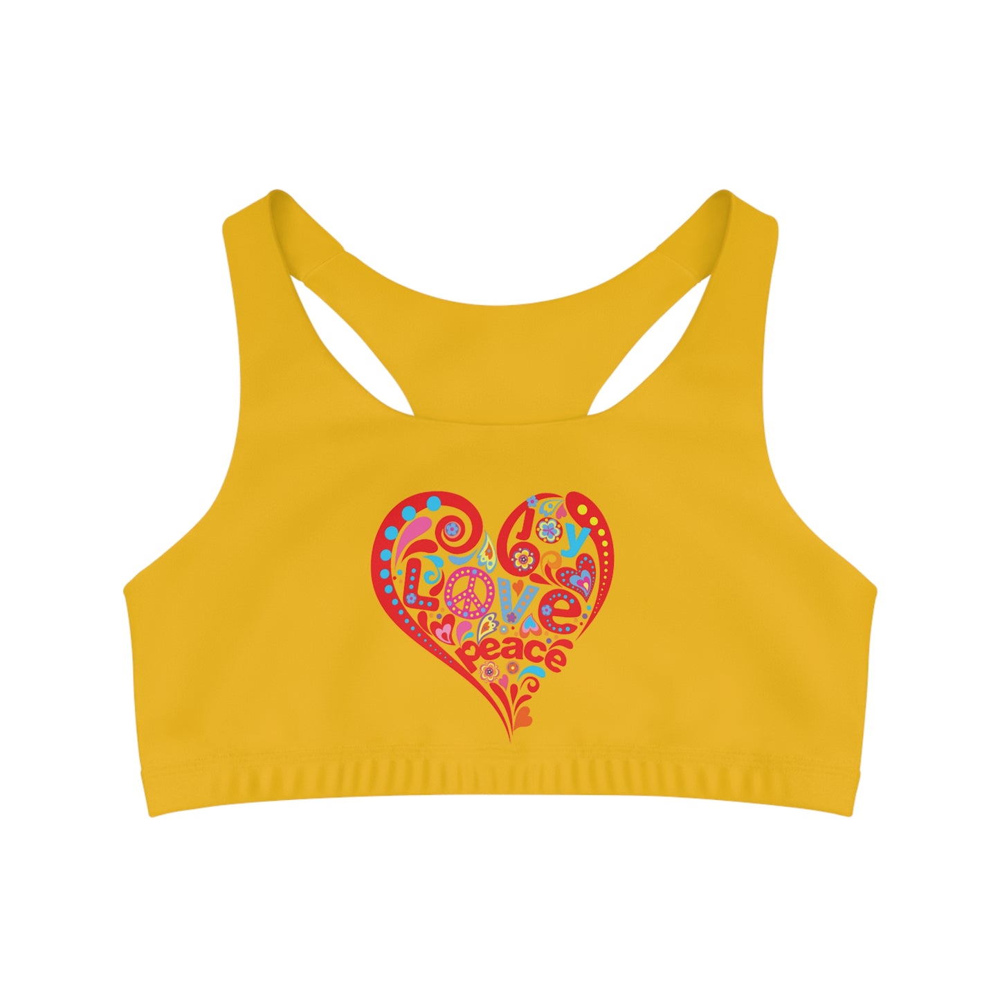 1970s Peace Love Seamless Sports Bra