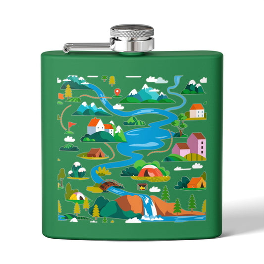 Get Outside Adventure-Stainless Steel Flask - 6oz Camping Gift