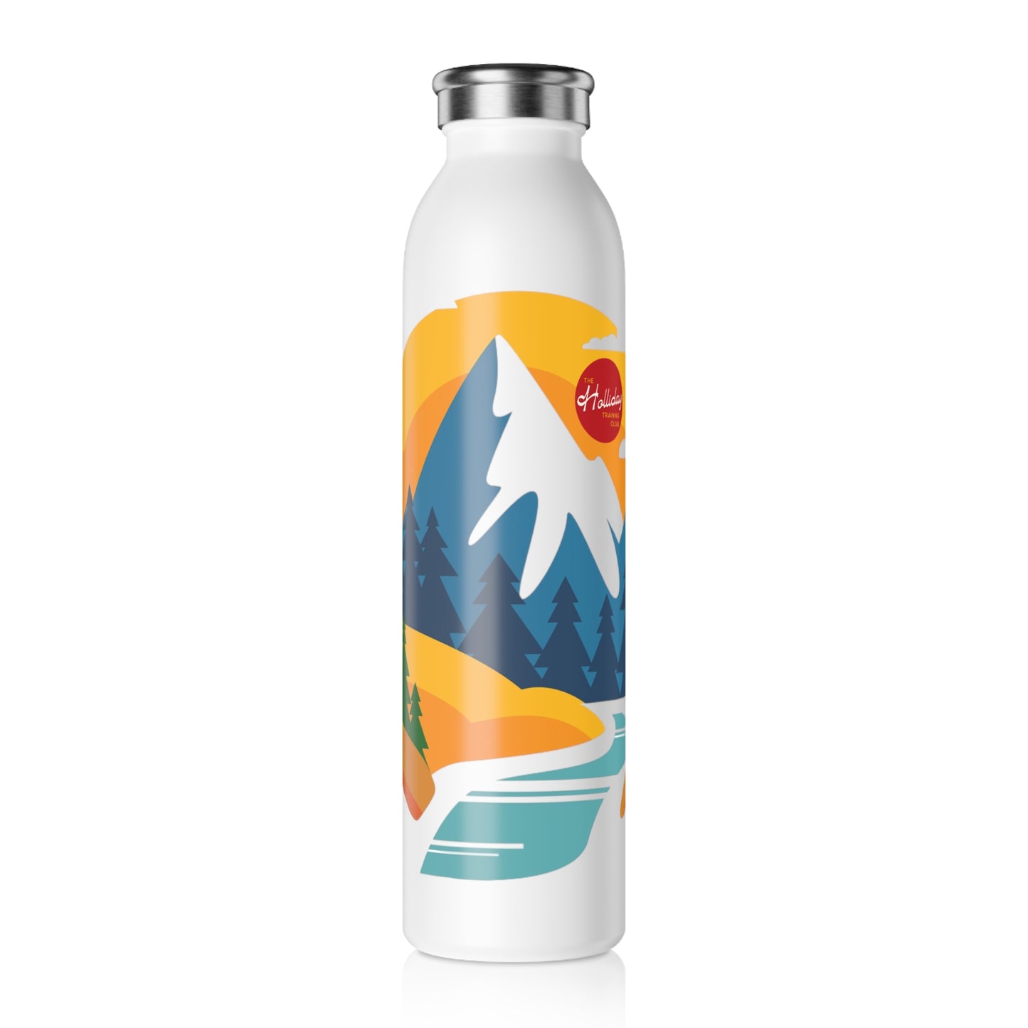 Athletic Water Bottle - Colorful Mountains Design for Outdoor Workouts