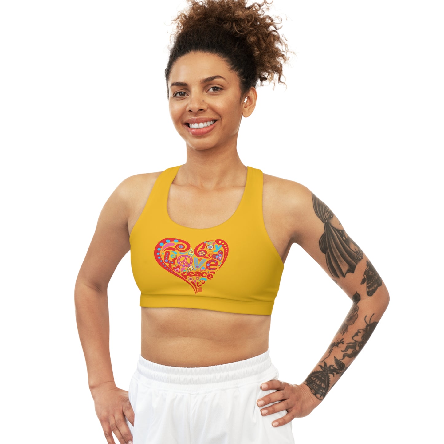 1970s Peace Love Seamless Sports Bra