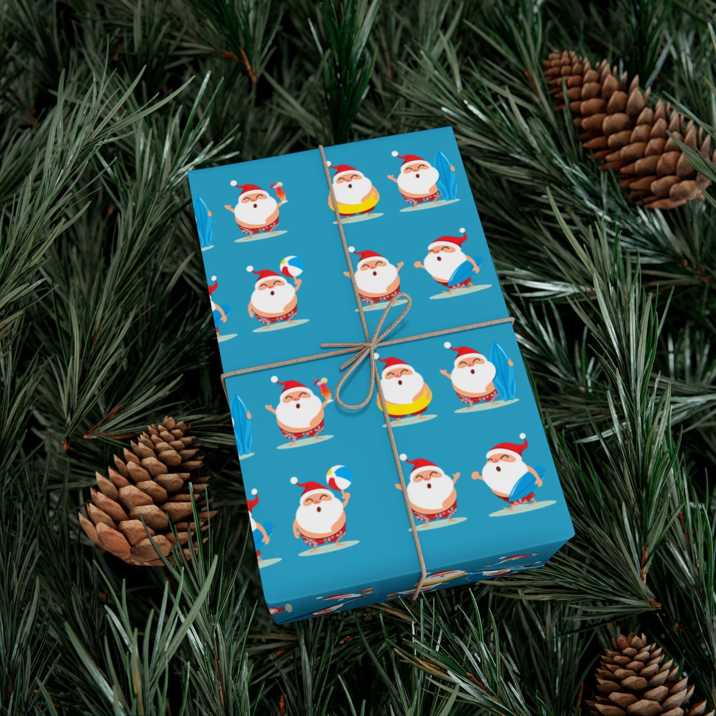 Island Santa Christmas Wrapping Paper