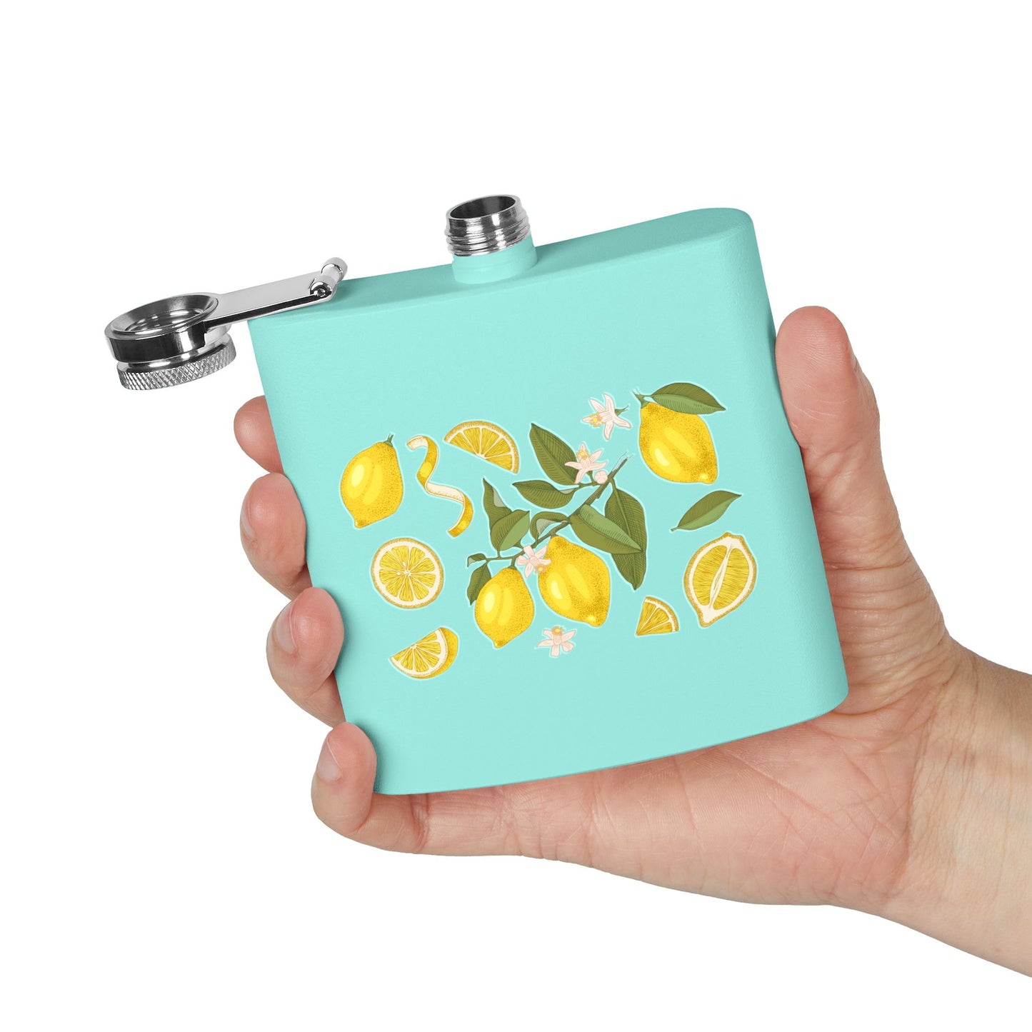 6oz Stainless Steel Flask — Lemon Print | LOWCOUNTRY | Hollidays
