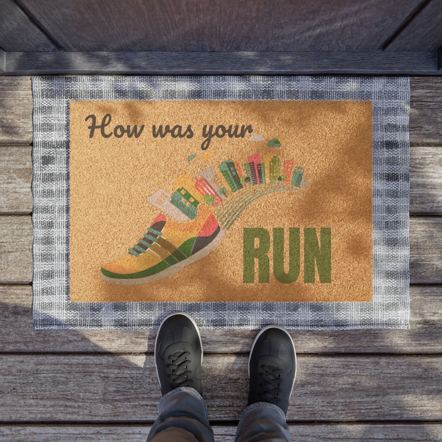 Runner's Welcome Doormat – "How Was Your Run?"