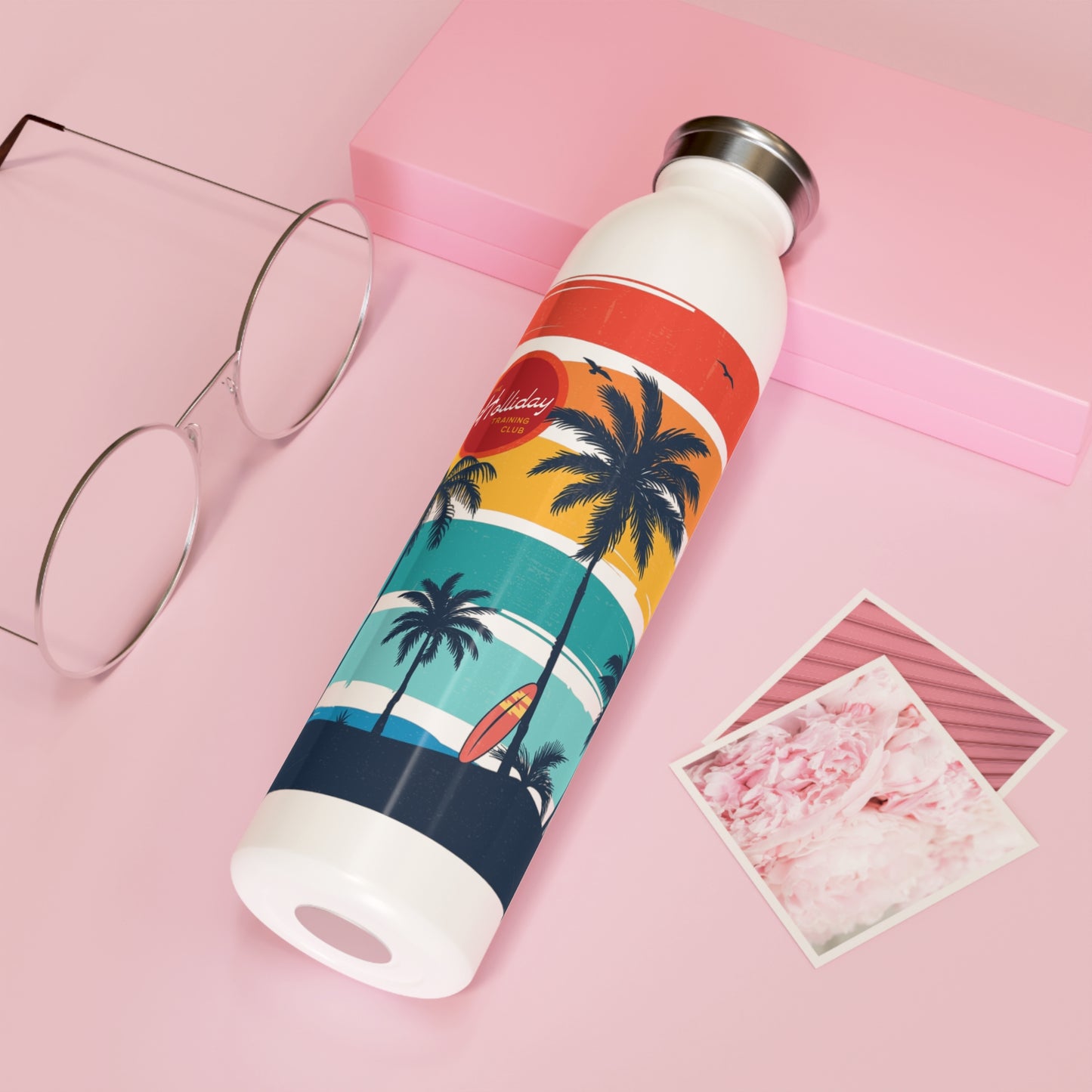 Athletic Water Bottle - Colorful Islands Design for Outdoor Workouts