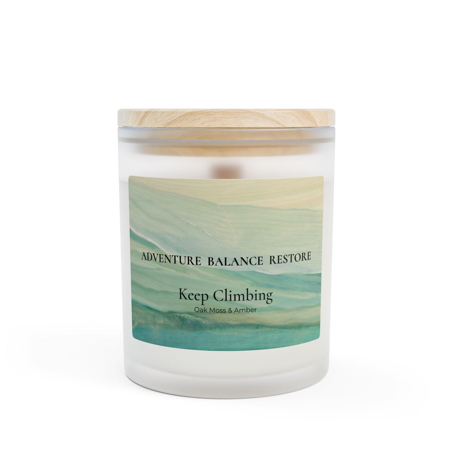 Adventure Balance Restore Frosted Glass Candle — Keep Climbing: Oak Moss & Amber Scent, 11oz