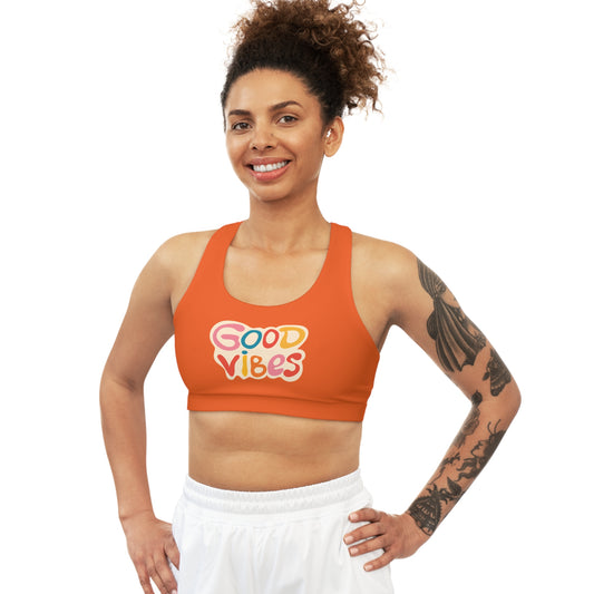 1970s Retro Athletic Sports Bra - Good Vibes Workout Gear