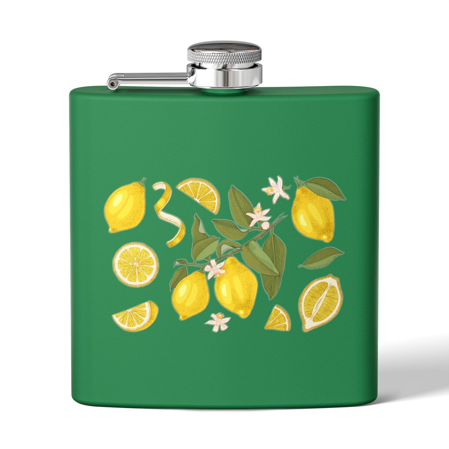 6oz Stainless Steel Flask — Lemon Print | LOWCOUNTRY | Hollidays