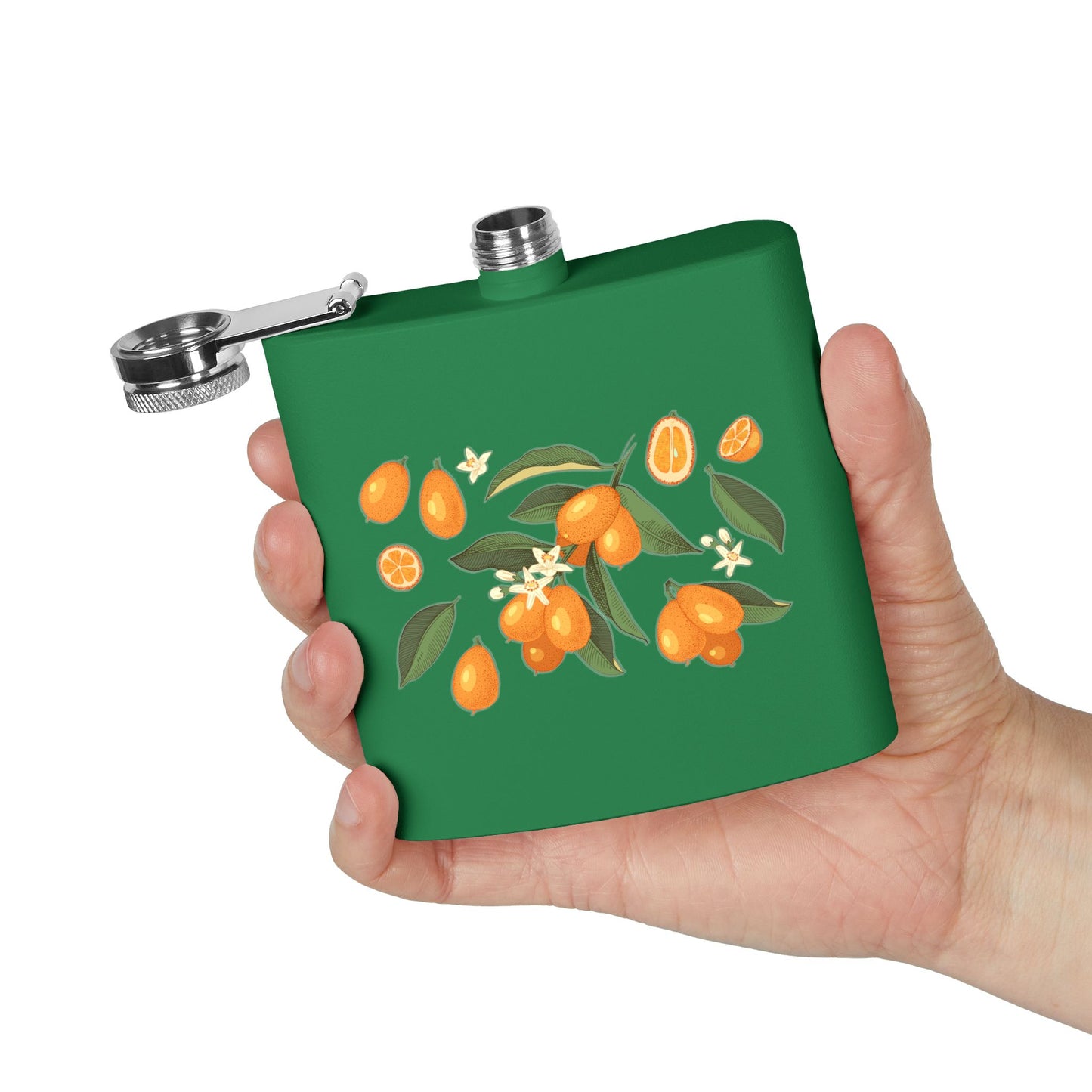 6oz Stainless Steel Flask — Orange Print | LOWCOUNTRY | Hollidays