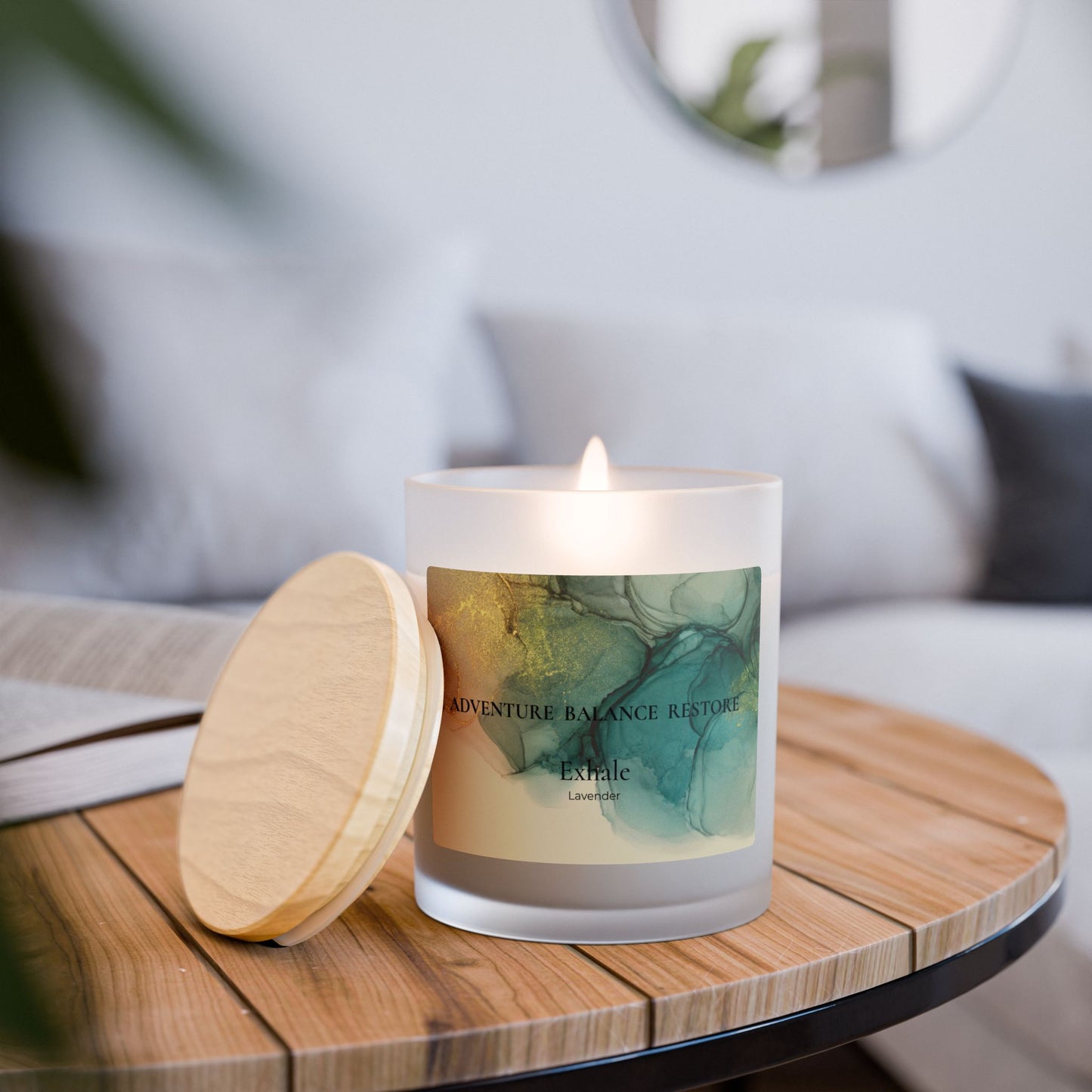 Adventure Balance Restore Frosted Glass Candle — Exhale:  Lavender Scent, 11oz