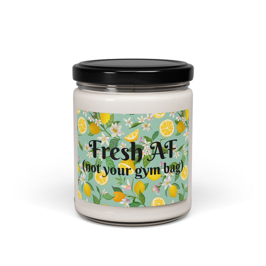 Fresh AF: Not Your Gym Bag Clean Cotton Soy Candle — Fun Gym Vibe Scented Candle (9oz)