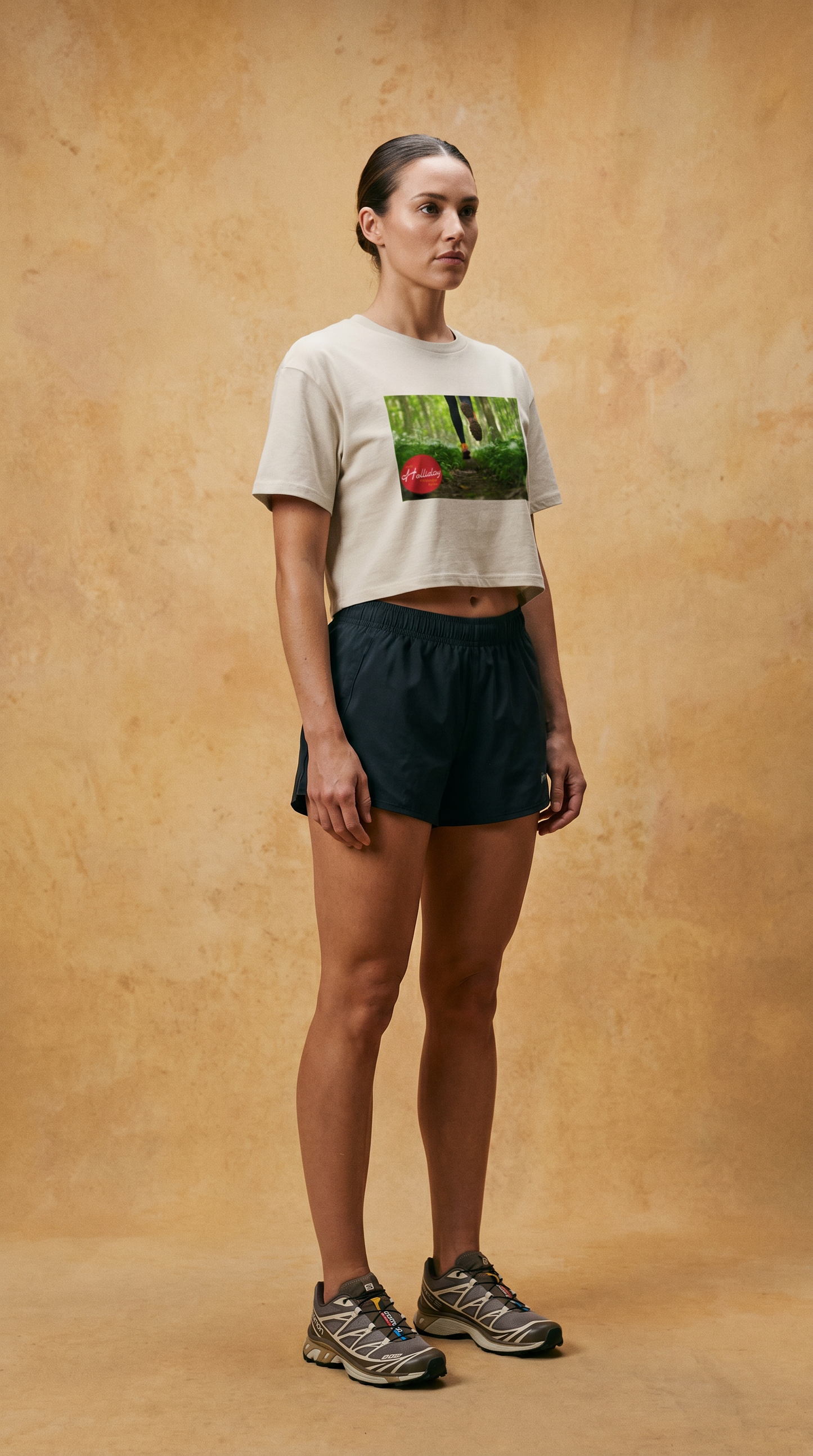 RUN THE WORLD Crop Tee — "Green Space"
