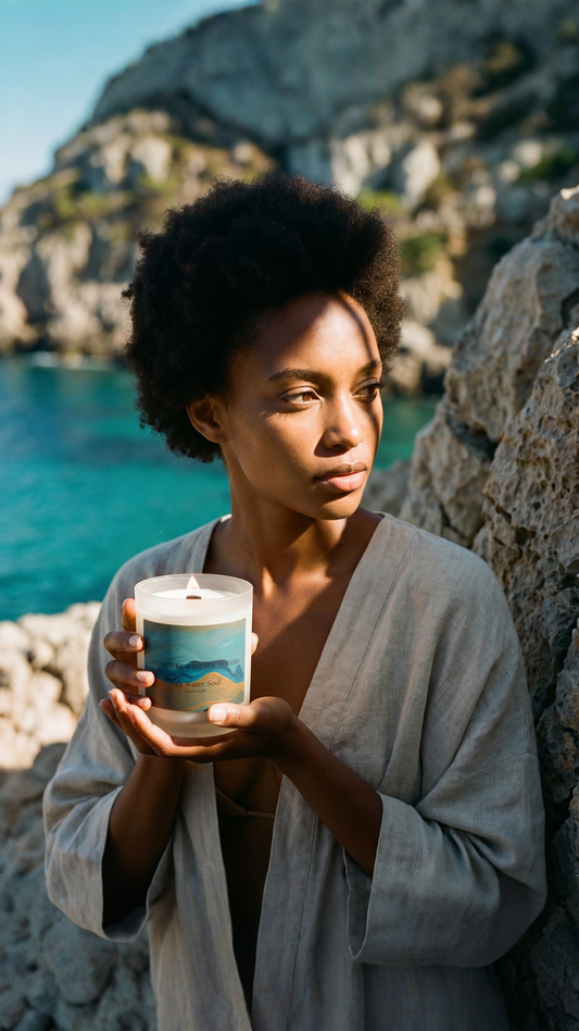 Adventure Balance Restore Frosted Glass Candle — Salt Water Soul: Sea Minerals scent, 11oz