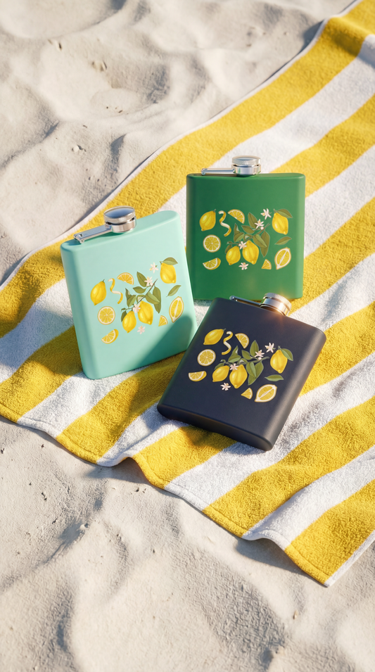 6oz Stainless Steel Flask — Lemon Print | LOWCOUNTRY | Hollidays