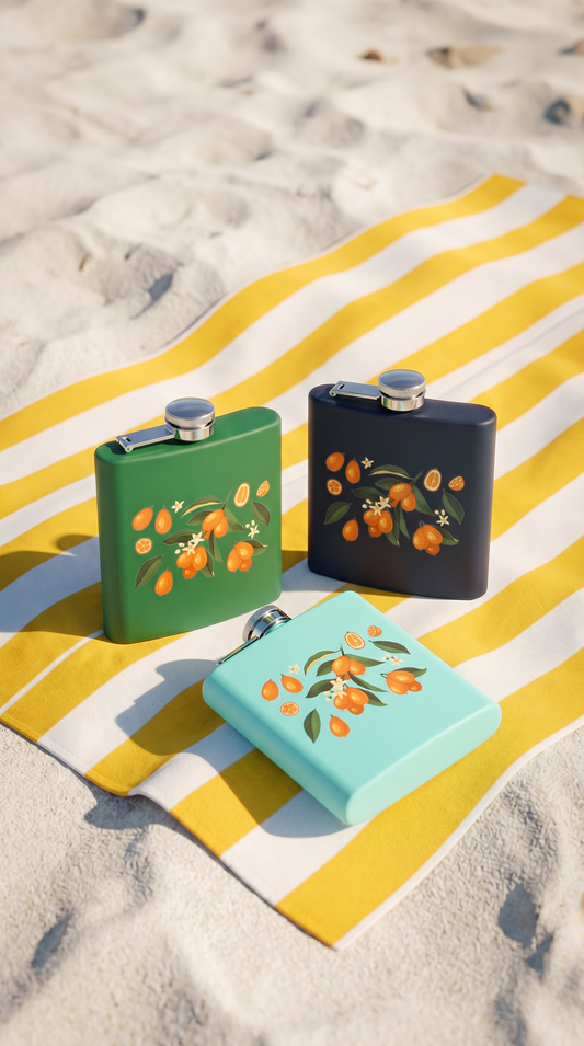 6oz Stainless Steel Flask — Orange Print | LOWCOUNTRY | Hollidays